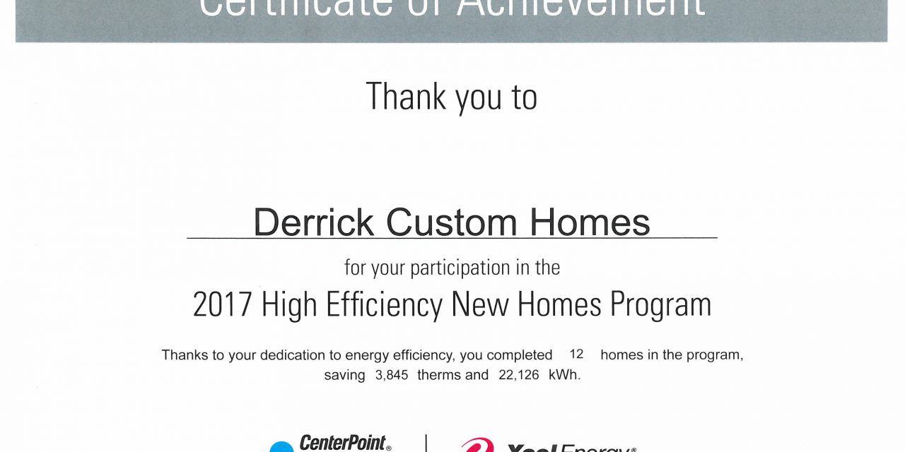 Derrick Custom Homes Clients Benefit from Energy Savings