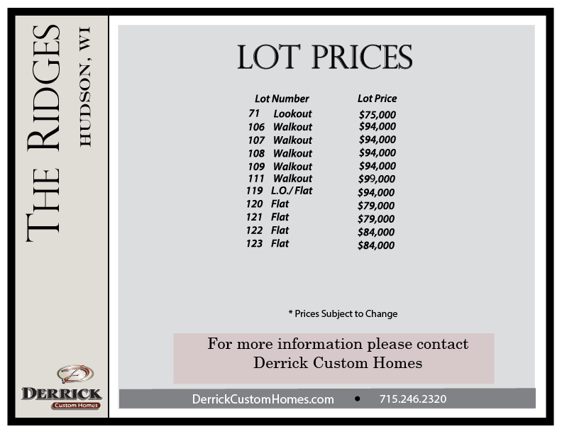ridges pricing